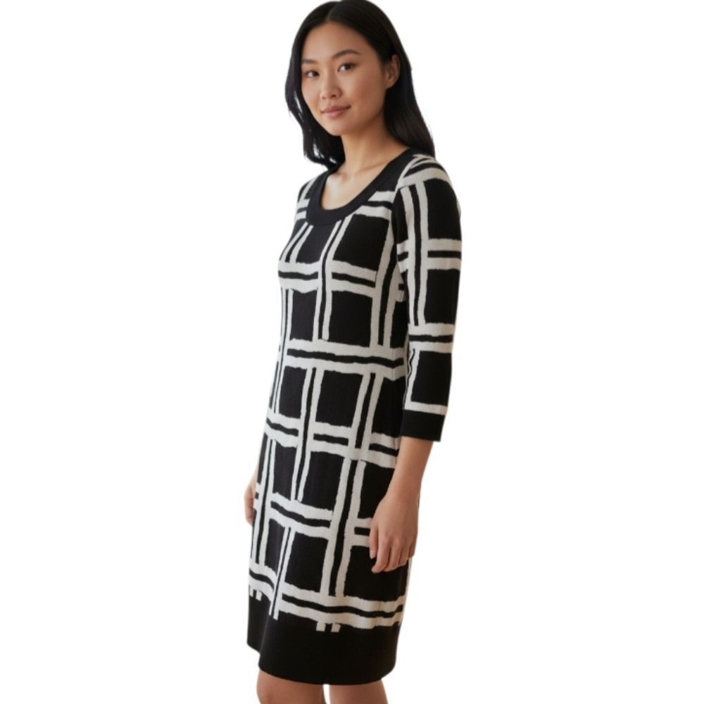 TIANA B. BLACK & WHITE DRESS SZ.L EUC.
